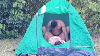 Curvy MILF Takes Creampie in Camping Tent