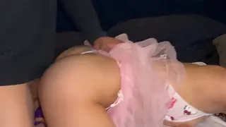 Petite Interracial Rider Bounces in a Tutu Skirt