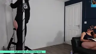 European Femdom Pegs Bound Slave With a Fucking Machine