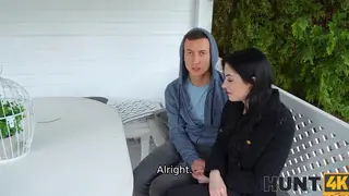 Tattooed European Brunette Rides a Stranger While Her Man Watches