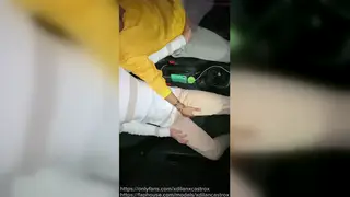 Hairy Latino Twink Takes First Bareback Creampie in Car