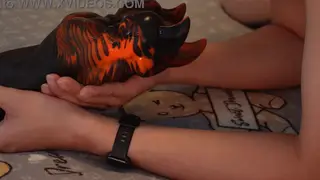 Solo Guy Deep-Throats a Monster Toy While Worshipping Feet