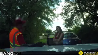Curvy Girlfriend Cheats With a Mechanic Outdoors