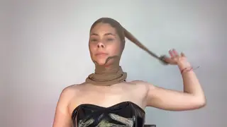 Brunette BBW Teases in Pantyhose Bondage