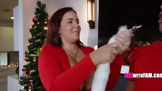 Busty Stepmom and Stepson Share a Holiday Toy Session