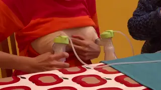 Mature Woman Guides First Milk Pumping