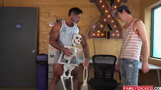Stepson and Stepdad Share a Bareback Quickie at the Desk