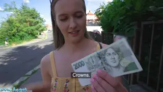 Busty Babe Flashes Big Tits Outdoors for Cash