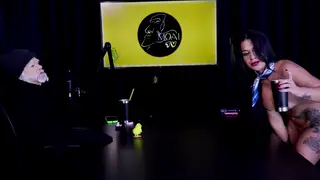 Blonde Latina MILF Interviewed by Older Man at Desk