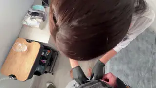 Skinny Nurse in Latex Cosplay Delivers Deepthroat and Swallows