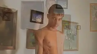 Hairy European Teen Works His Cock in Solo Session