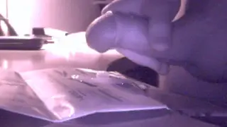 Heavy European Bear Strokes His Cock at the Desk