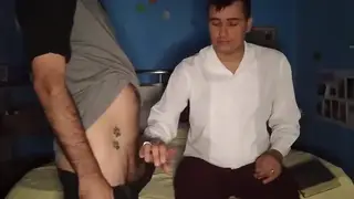 Chubby Latino Bear Takes Bareback Load on His Lips