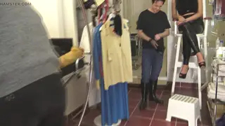 Submissive Man Serves Dominant Couple in Studio
