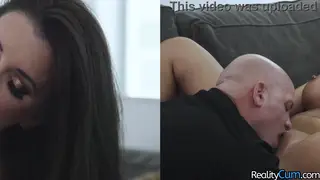 Busty Brunette Swallows Cock Before Hard Doggystyle