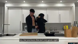 Curvy Latina MILF Drains Friend's Cock in Kitchen Cuckold