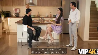 Blonde European MILF Seduces Student in Kitchen