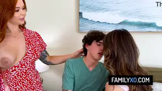 Stepmom and Step-Aunt Share Stepson in Foursome