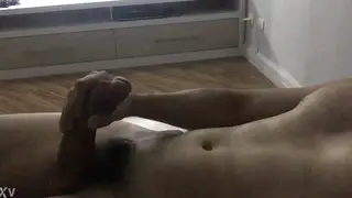 Big-Dicked Guy Strokes Himself Slowly on Camera