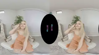 Petite Blonde Rides Toy in VR Solo Session