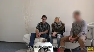 Blonde European Teen Sucks Cock POV While Her Boyfriend Watches