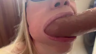 Blonde MILF Deepthroats a Dildo Until a Messy Facial