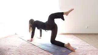 Sheer Yoga Pants Highlight Feet During Gym Stretch