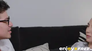 Busty Brunette Milf Takes Mouthful Before They Return