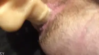 Handsome Man Stretches Hole with Massive Dildo Toy