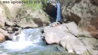 Latina Beauty Strips Naked and Plays in the River