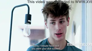 Straight Twink Closes His Eyes for a First Gay Blowjob