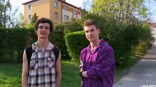 Three European Twinks Share a Raw DP and Facial Finish