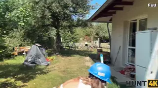 Blonde European Cheats Outdoors With Stranger While Husband Watches