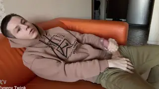 Muscular Teen Student Strokes Big Cock to First Cumshot