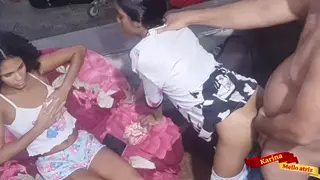 Older Man Pleasures Two Stepdaughters in Threesome