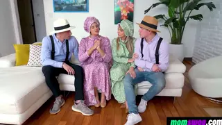 Two Busty Step Moms Swap Stepsons in a Wild Group Fuck