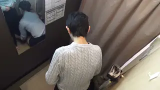 Japanese MILF Clerk Gives Blowjob and Titjob in Fitting Room