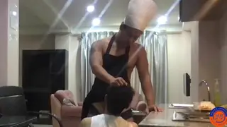 Asian Couple Explores Kinky Watersports and Deep Oral in Kitchen