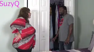 Curvy Brunette MILF Caught in Lingerie by Friend