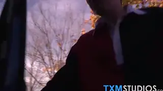 Teen Threesome Delivers Anal and Blowjob Action in a Car