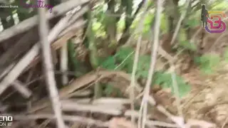 Busty Brunette Cheats with BBC Trainer Outdoors