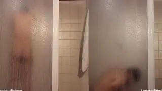 Hairy Bear and Muscular Stud Shower Together After Sex