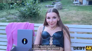 European Brunette Pays Debt With Deepthroat Outdoors