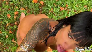 Tattooed MILF Takes Gardener Doggystyle Outdoors