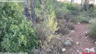 Arab Woman Squirts Hard While Riding a Colorful Dildo Outdoors