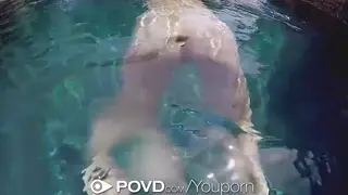 Petite Woman Delivers Submerged POV Blowjob
