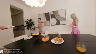 Blonde Stepmom Takes Two Cocks in VR Creampie