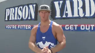 Muscular Older Man Shows Outdoor Gym Routine