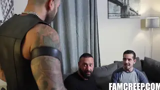 Youthful Twink Serves Two Mature Men in Threesome