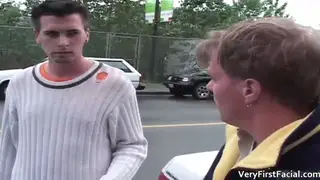 Twink Takes Facial After Intense Blowjob